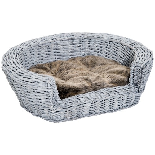 Cama de vime cinza para cães da PawHut