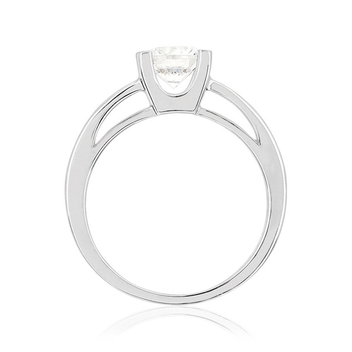 Solitaire or 750 blanc diamant synthétique 1 carat