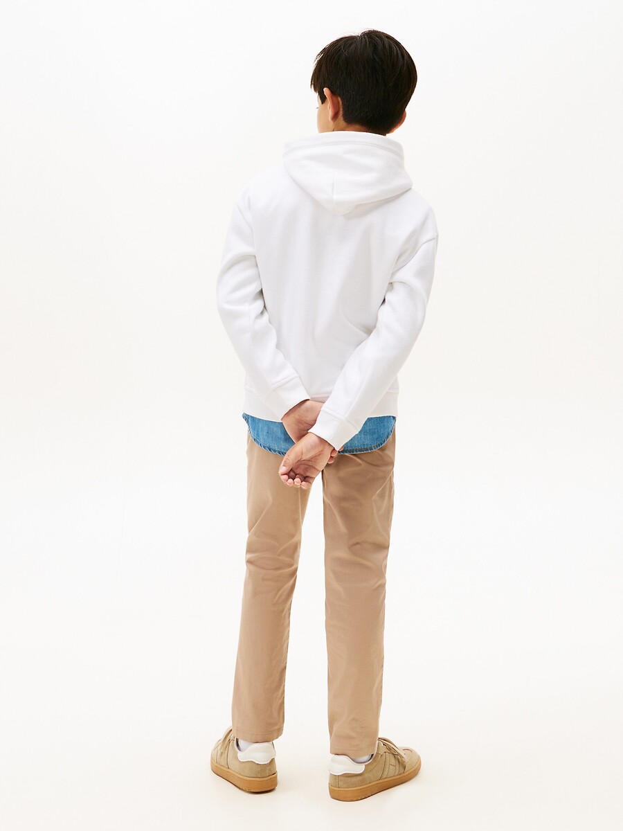 TOMMY HILFIGER<br>Moletom com capuz, estampa de bandeira, tecido fleece