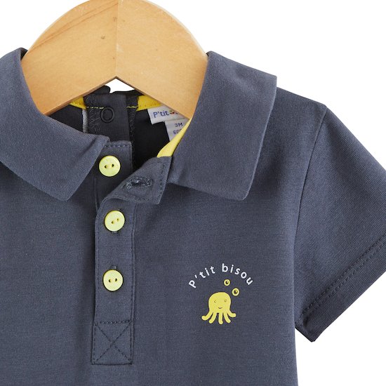 Polo manches courtes Trop Chou   Gris anthracite        1 mois   de               P'tit bisou