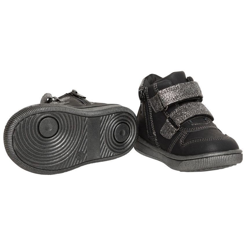 Bottillons noirs pour bébé garçon à scratchs pailletés - Noir