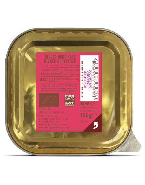 Edgard&Cooper Kuipje Bio Beef Adult - Hondenvoer - Rund Kokos Chiazaad 100 g Biologisch