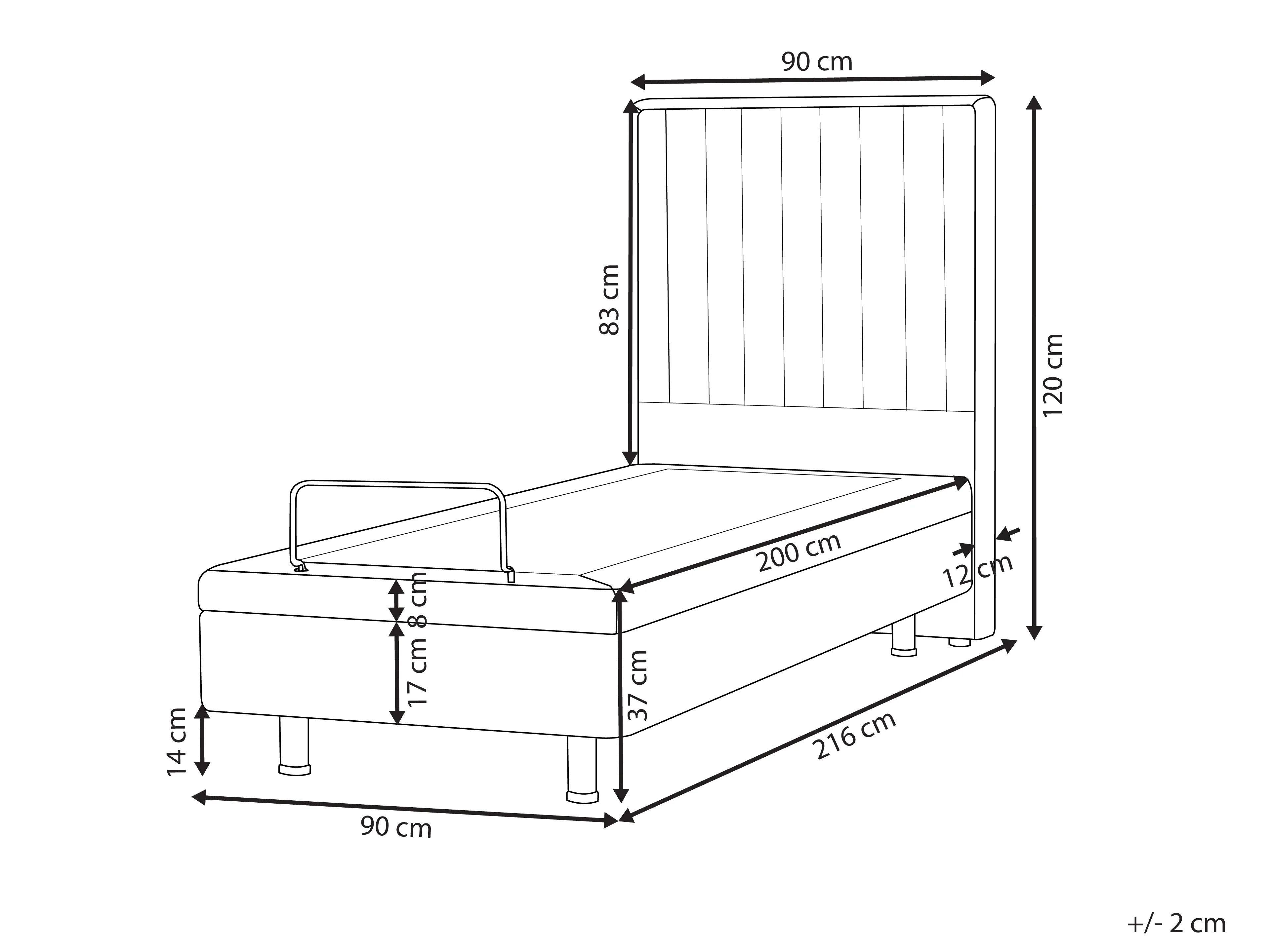 Verstelbaar bed Stof CASTELLAN 90 x 200 cm Lichtgrijs