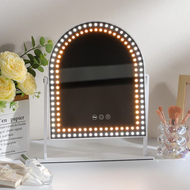VANITII Buet LED Lys Perler Makeup Spejl Metal Hvid 25x30 cm
