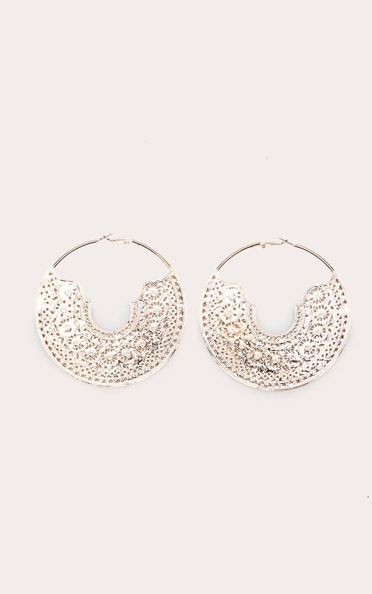 Doré Boucles D'oreilles Créoles Texturées Oversize