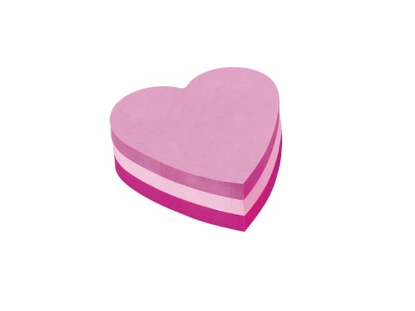 Post-it 2007H - Noter - 70 x 70 mm - hjerte - 225 ark - rosa, fiolett, rosa