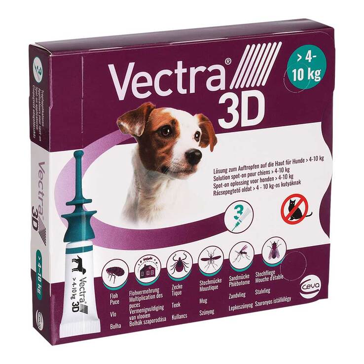 Vectra 3D Lösung z.Auftro.a.d.Haut für Hunde ü.4 - 10 kg, 3 St