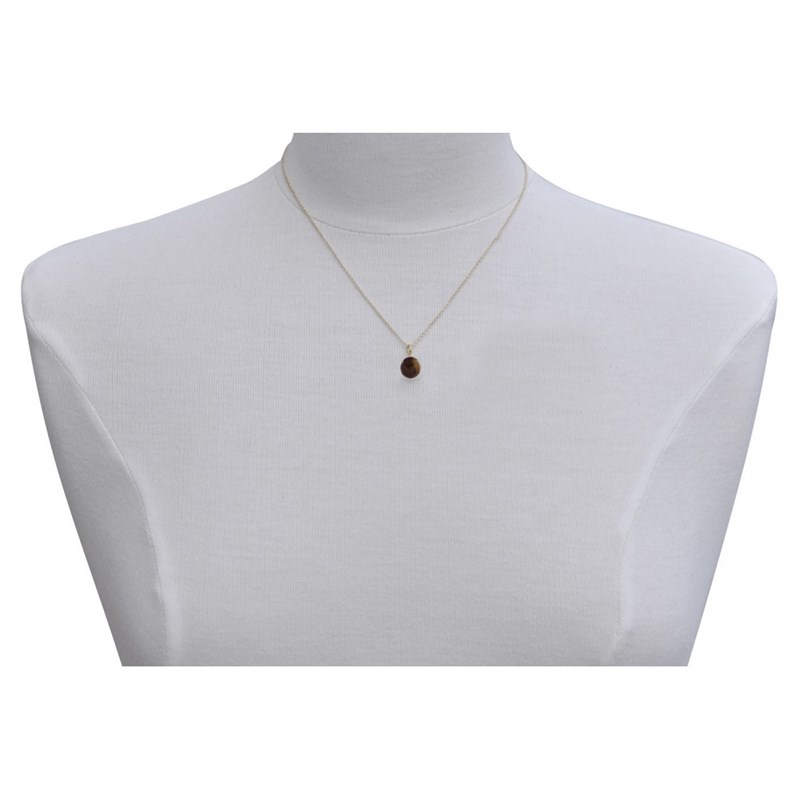 Collier Plaqué Or Pendentif Perle Oeil de Tigre
