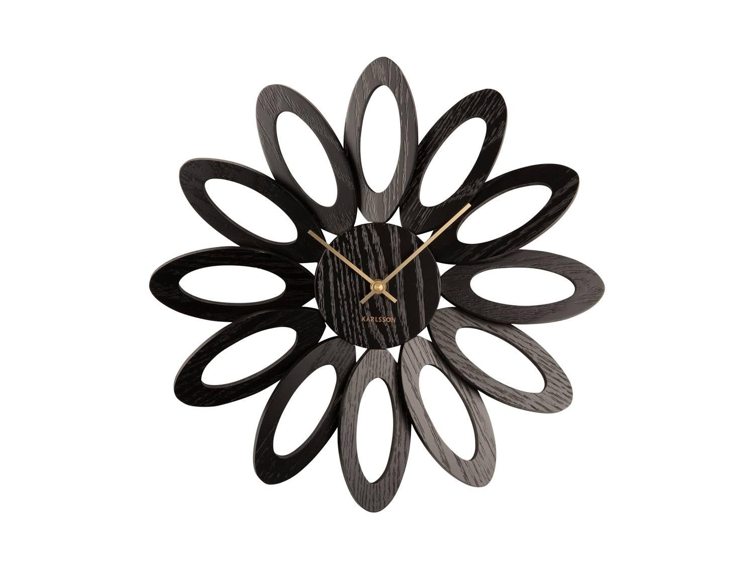 Karlsson - Wall clock Fiore wood veneer black