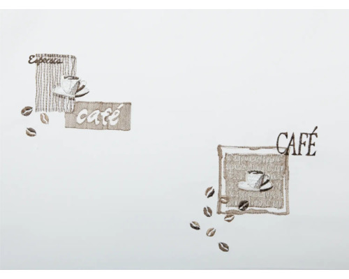 Cafégordijn in caféstijl, wit en bruin, 48x140 cm