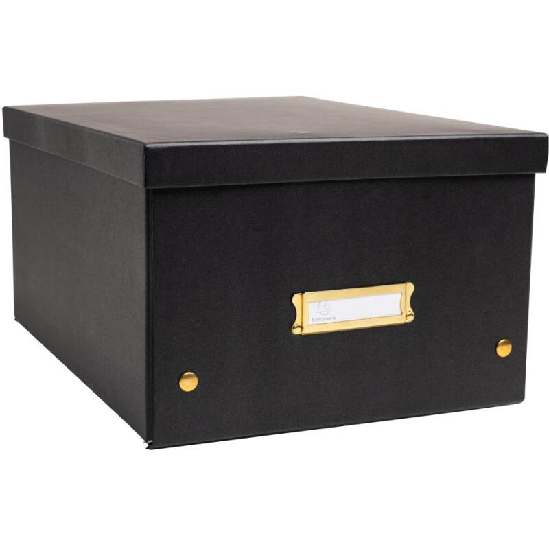 Boîte de rangement à plat carton 27x36x19cm Néo Déco - Noir