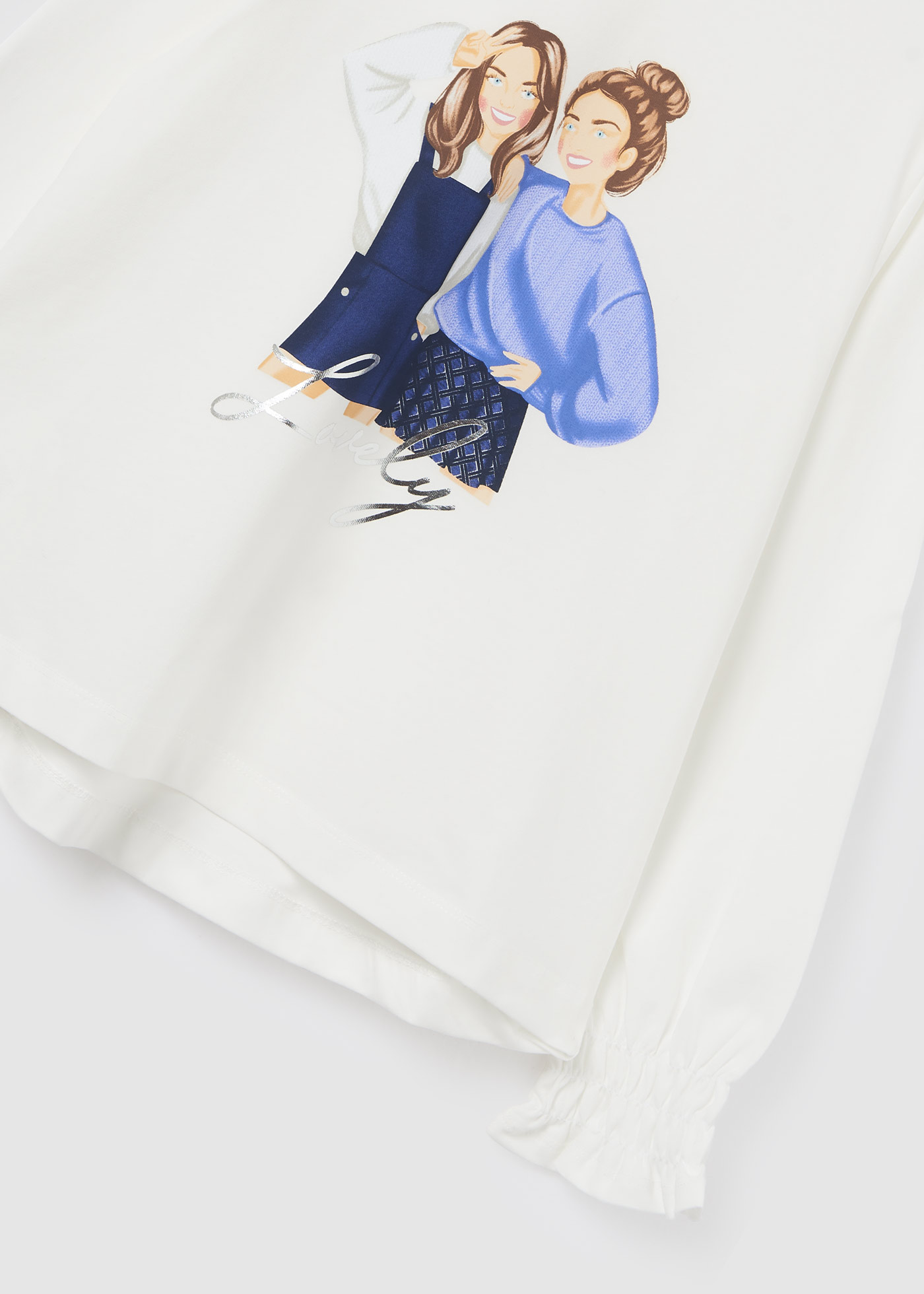 Camiseta de manga comprida para meninas, feita de algodão sustentável.