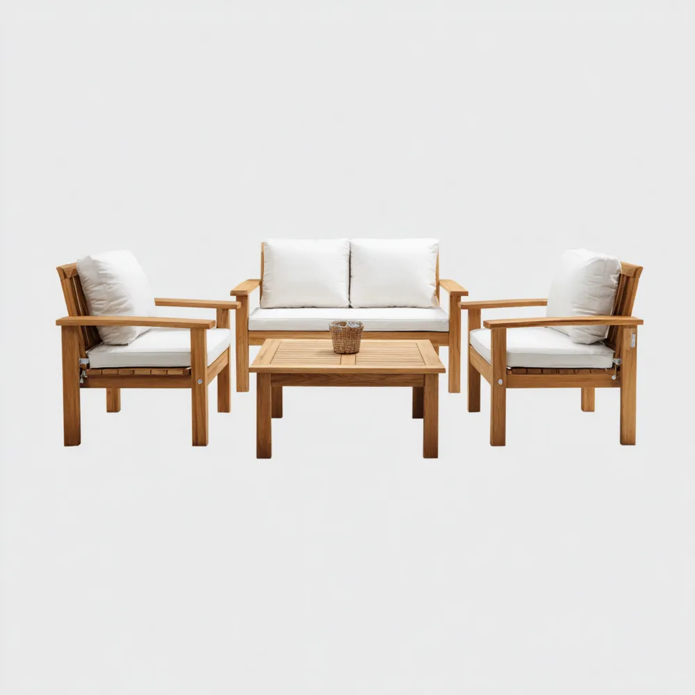 Gartenmöbel Set Teakholz Weiß