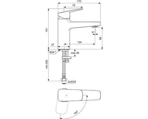 Ideal Standard CERAPLAN zijdezwart mat BD224XG wastafelkraan