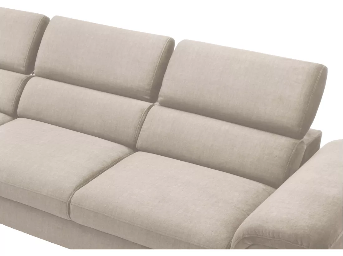 Canapé d'angle gauche convertible en velours beige SEPINA de Pascal Morabito
