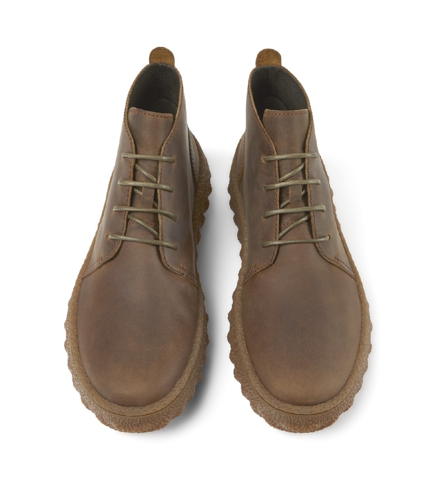 Botas de tornozelo Camper Ground em couro marrom