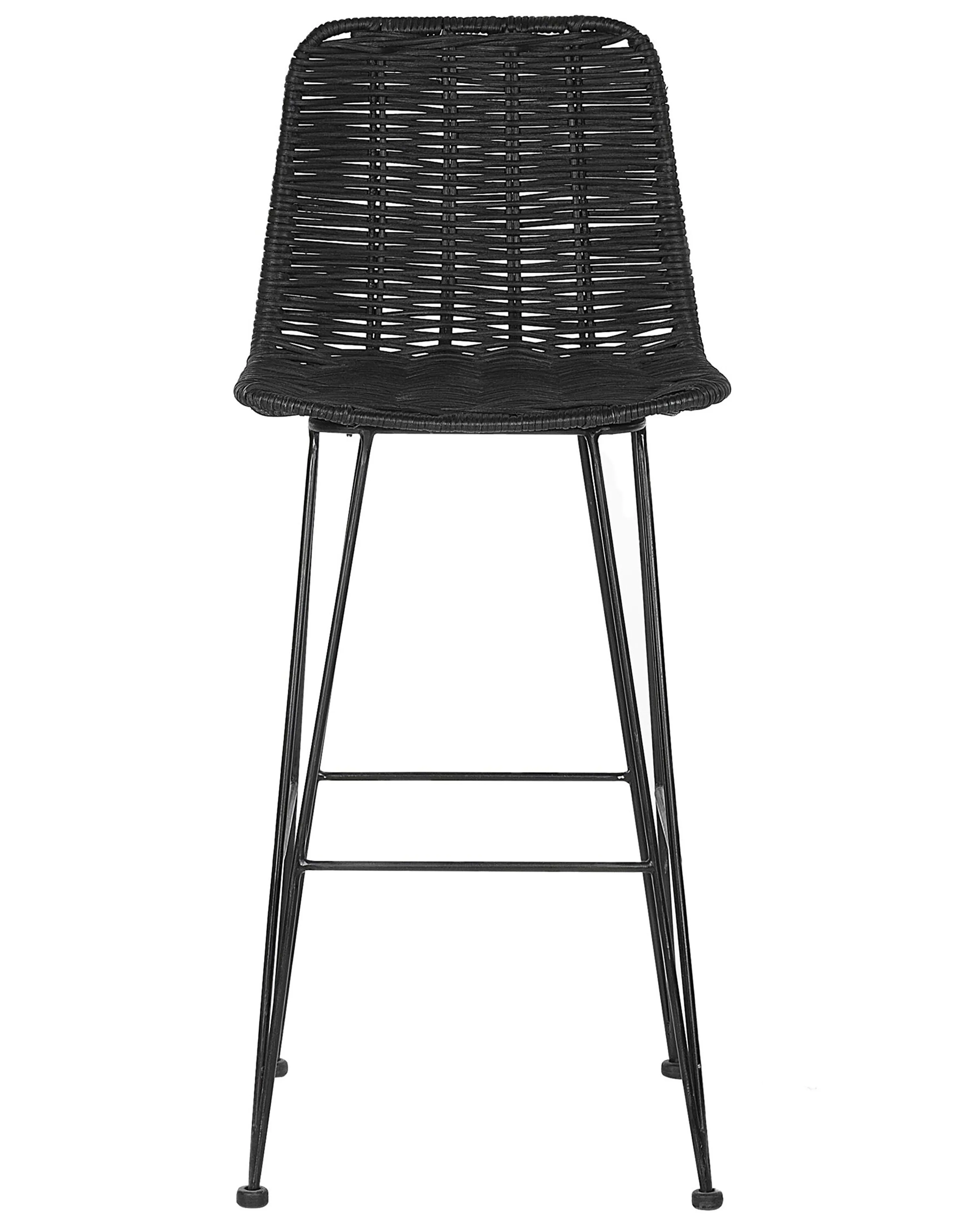 Set van 2 barstoelen CASSITA Rotan Zwart