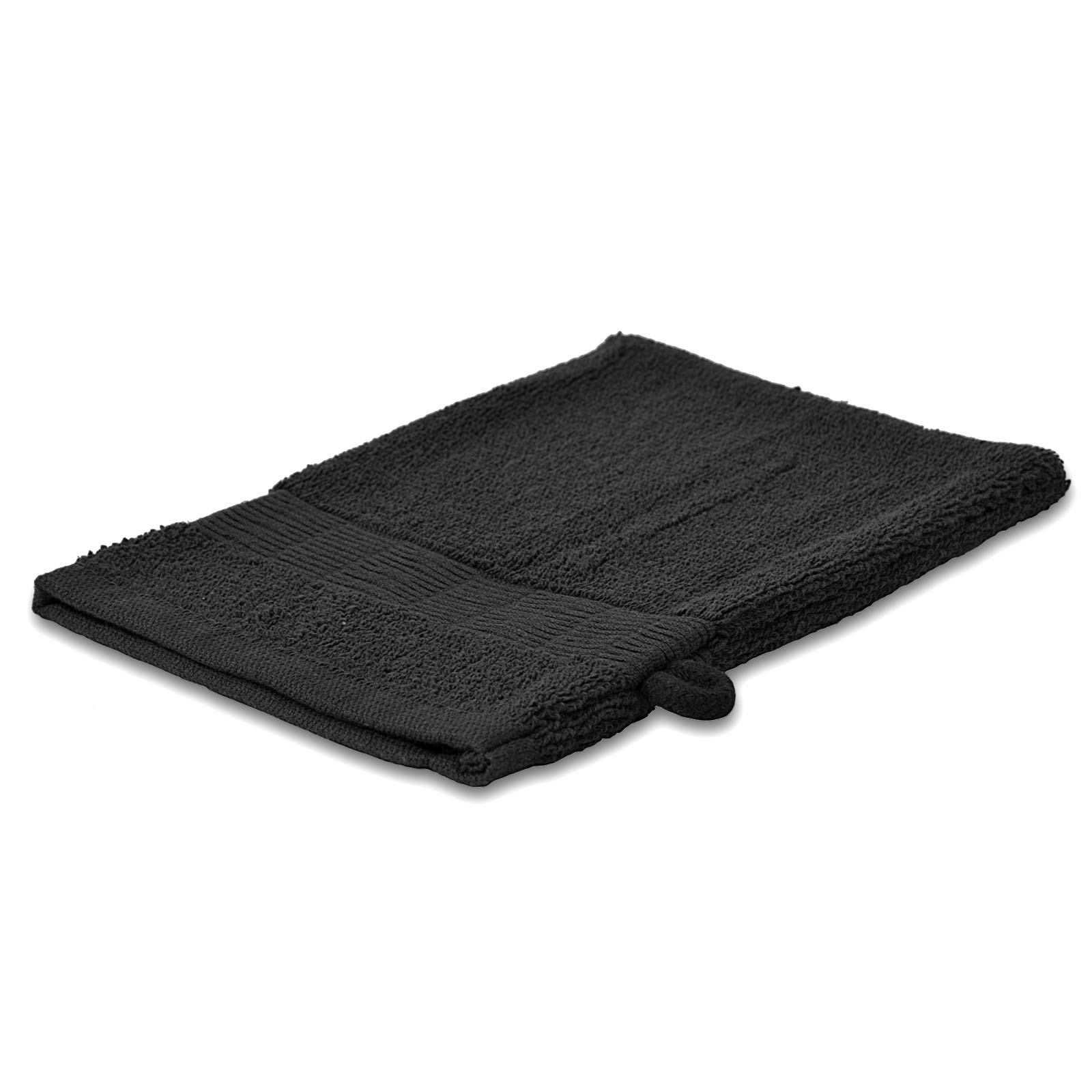 Calimosa Waschhandschuh - schwarz - Baumwolle- 15x20 cm
