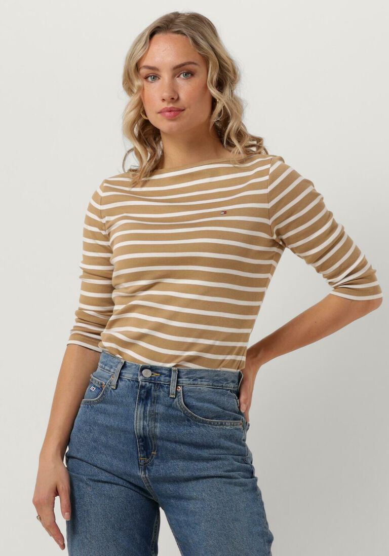 TOMMY HILFIGER khaki tommy hilfiger  new cody slim boat-nk 3/4 sleeve
