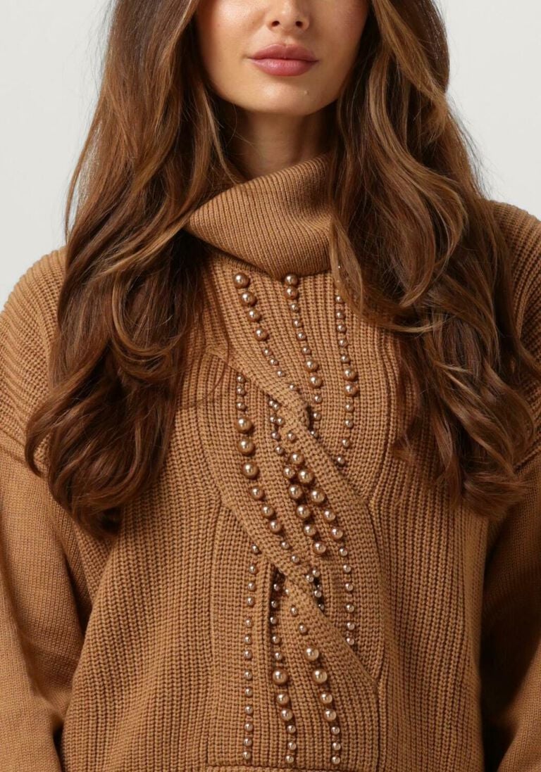 LIU JO camel liu jo trui maglia chiusa m/l d/vita perle