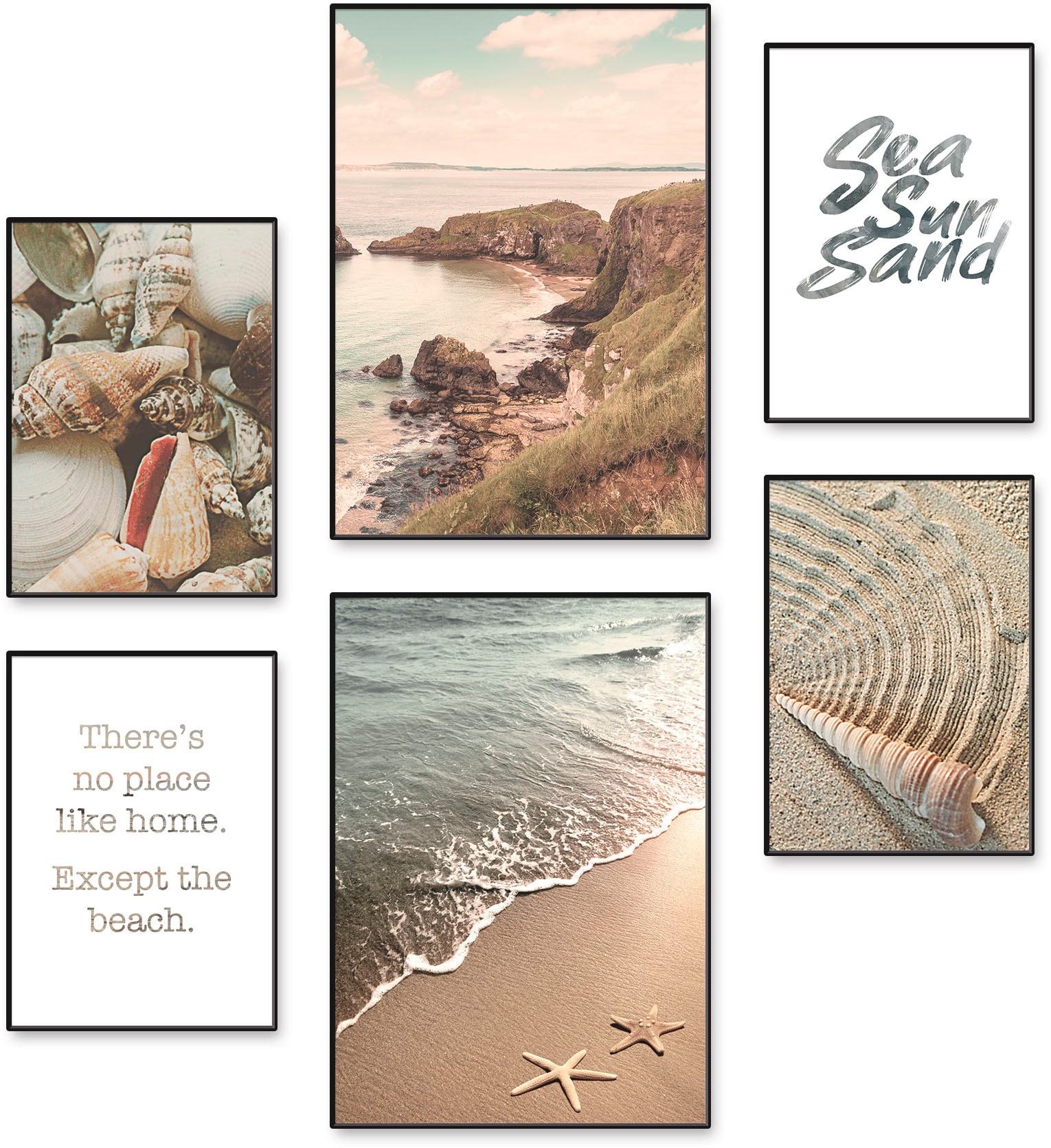 Artland Poster »Urlaubsgefühle« Strand 6 Stk. tlg. Poster, Wandbild, Bild, Wandposter
