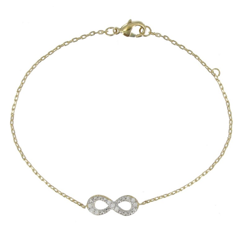 Bracelet Plaqué Or Infini et Strass Cristal
