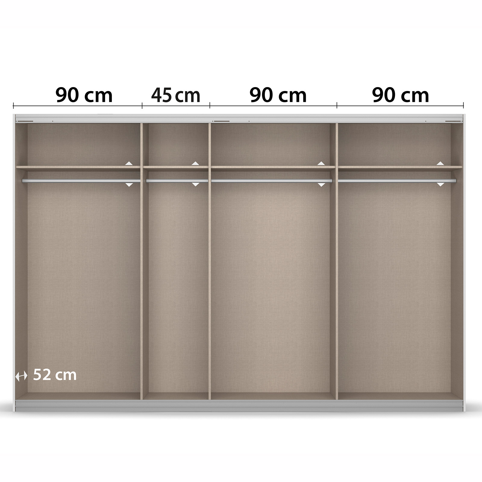 Schwebetürenschrank - weiß Hochglanz - 315 cm
