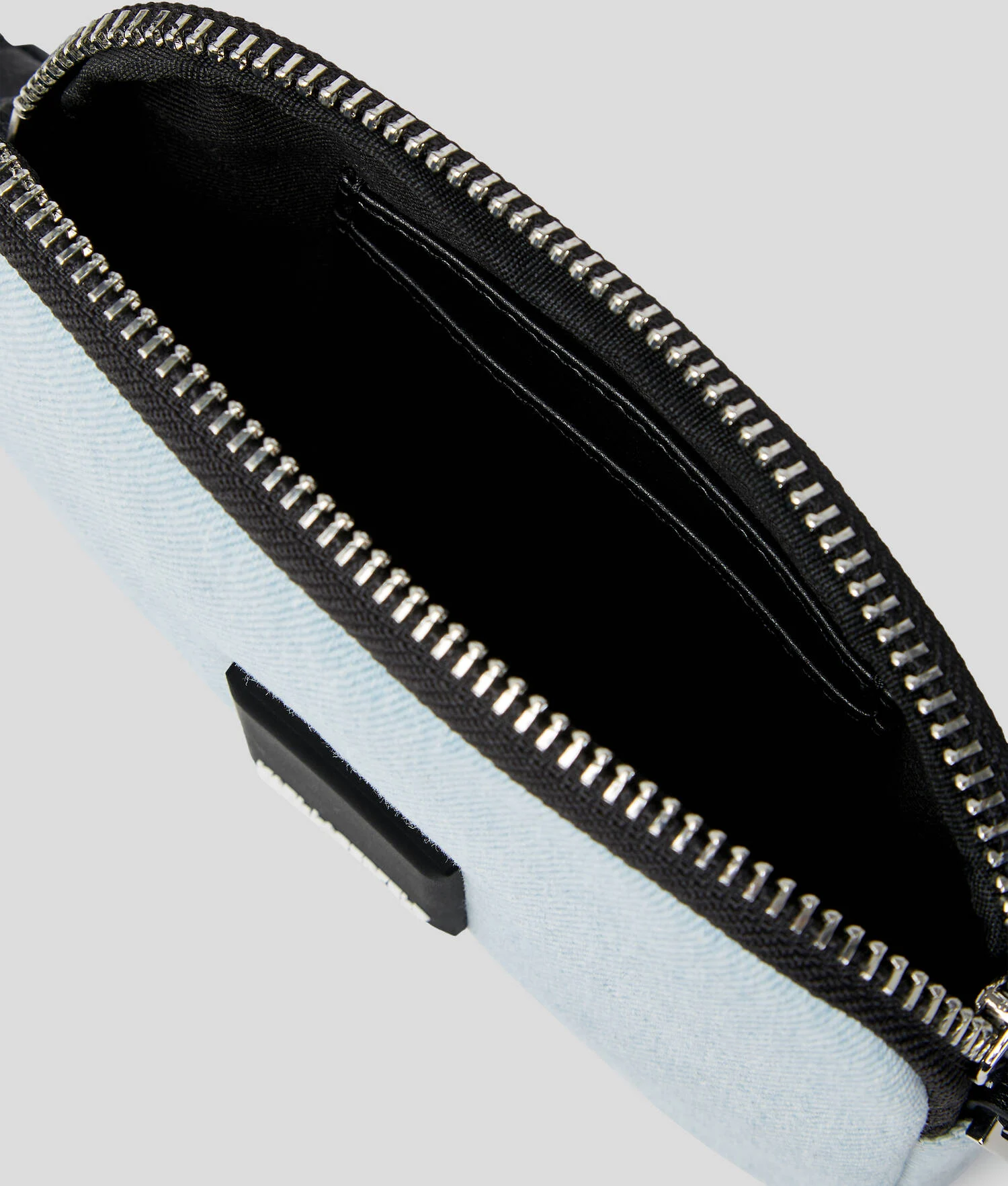 MINI-SAC BANDOULIÈRE EN DENIM AVEC LOGO CARRÉ - Bleu Clair