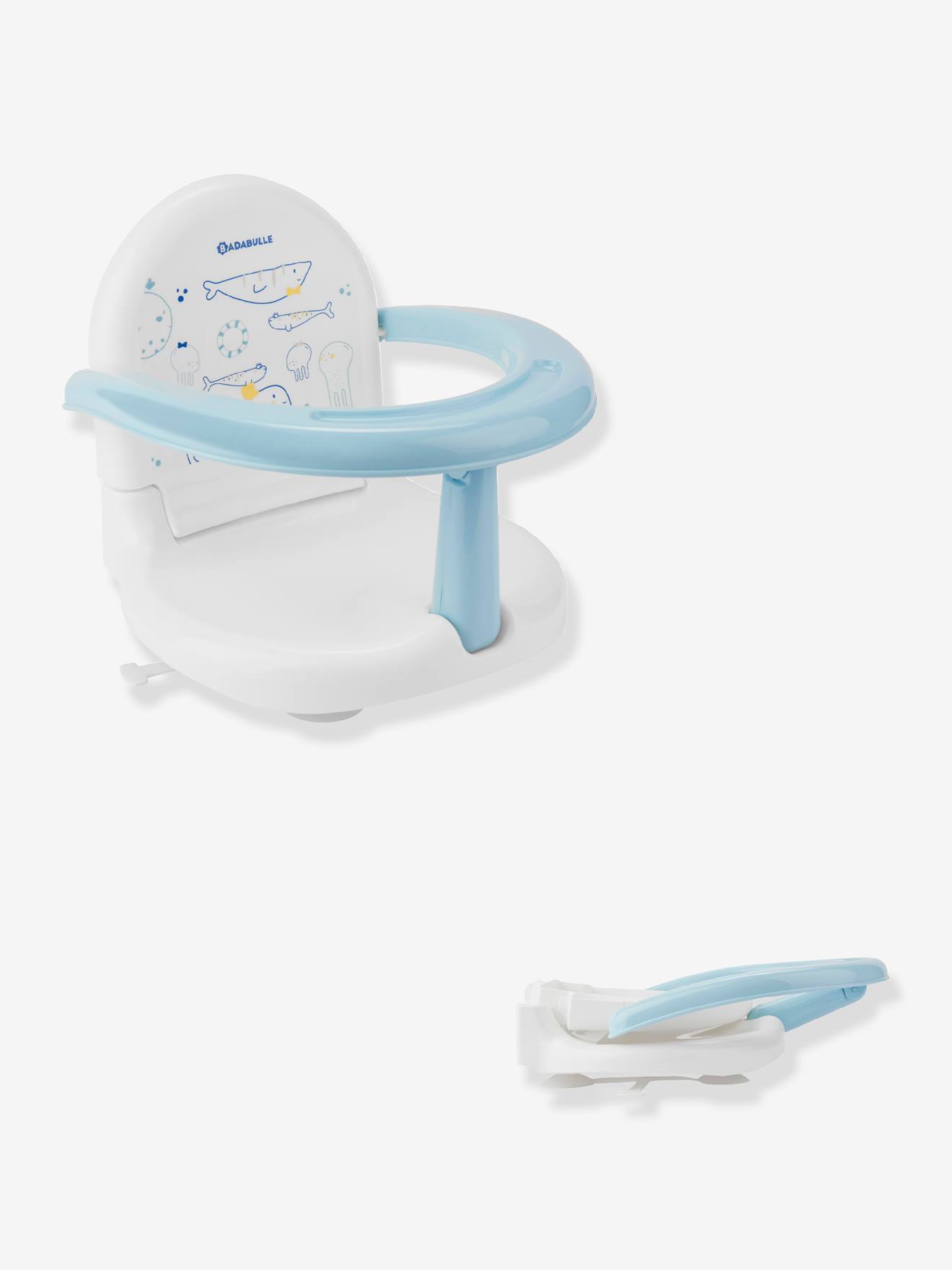Cadeira de banheiro dobrável BADABULLE, modelo Guaxinim Branco Claro Simples