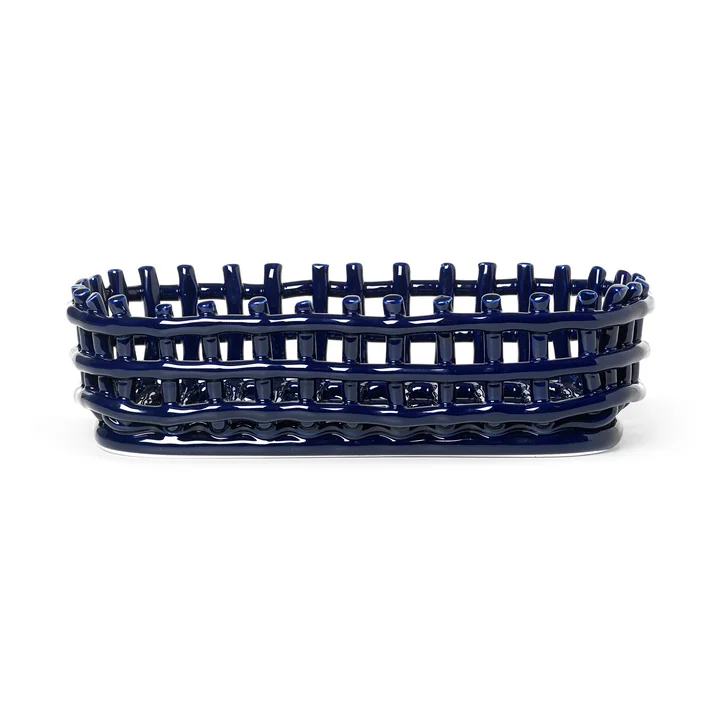 Ferm Living - Keramik Korb oval, blau