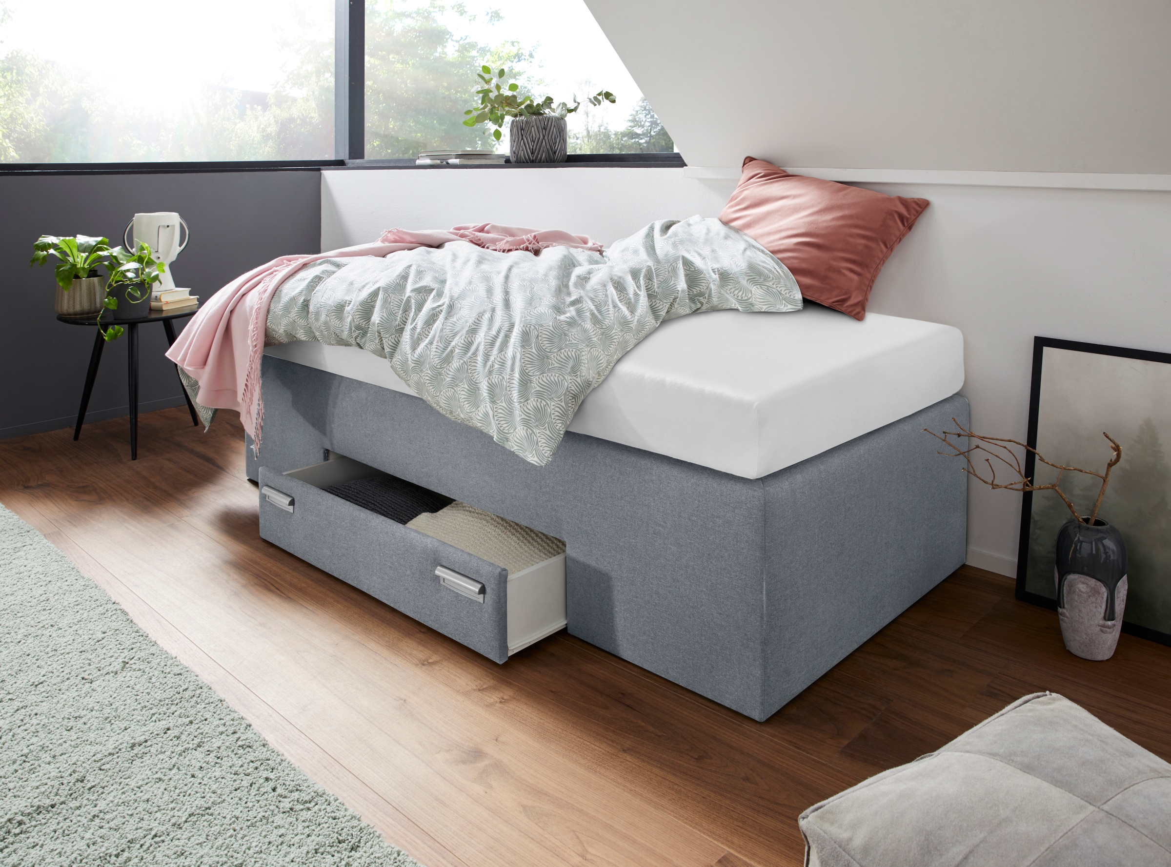 Westfalia Schlafkomfort Boxspringbett mit integrierter Schublade, frei im Raum stellbar