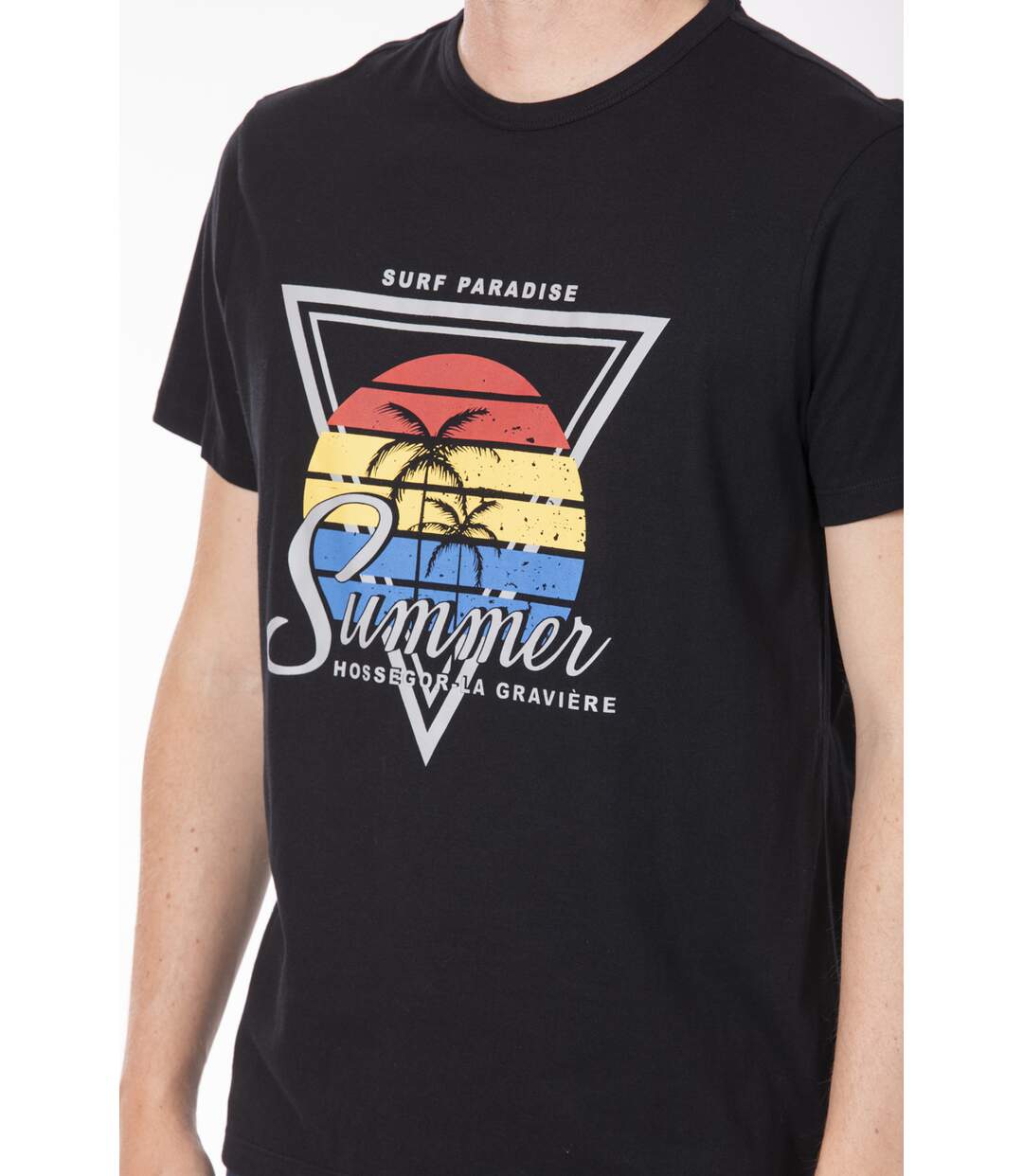 T-shirt jersey coton impression couché de soleil ARRIGO NOIR