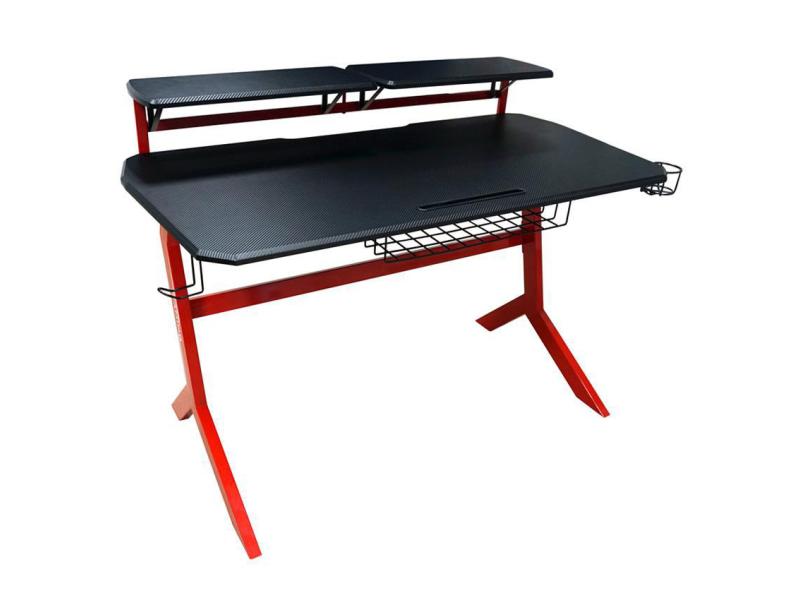 LC-Power Gaming Tisch LC-GD-1R Schwarz/Rot Gaming-Schreibtisch für bis zu zwei Monitore