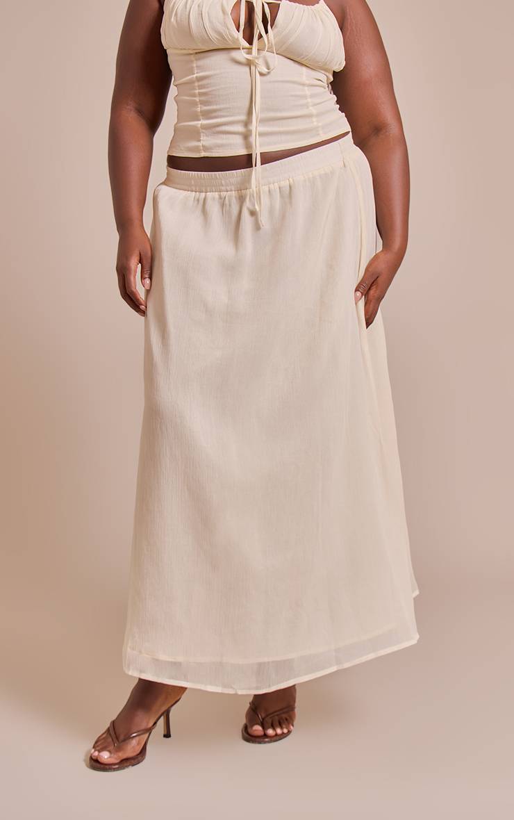 Pale Yellow Jupe Maxi Fluide En Mousseline Grande Taille