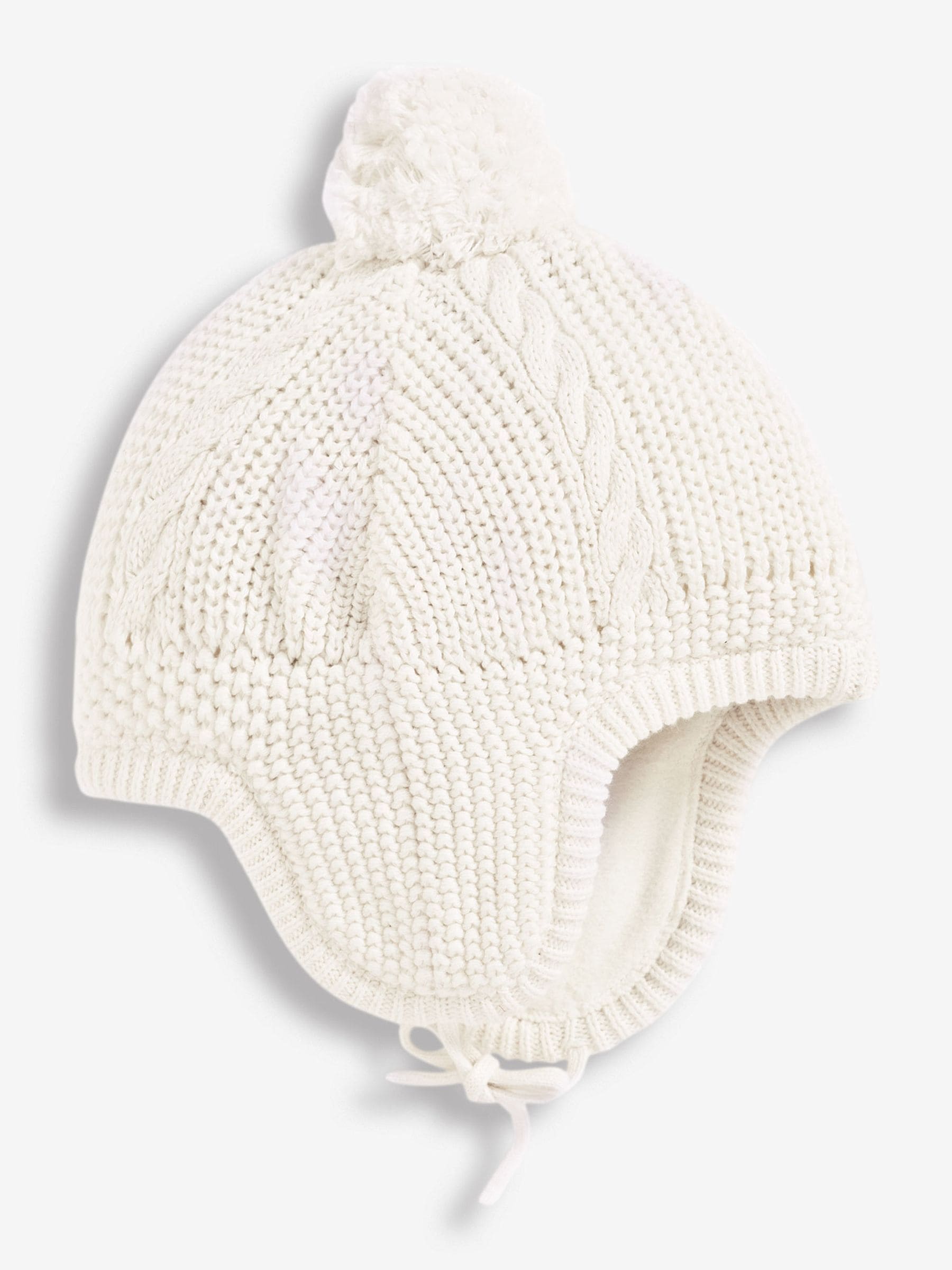 Crème - JoJo Maman Bébé - Behaaglijke gebreide muts met kabelpatroon