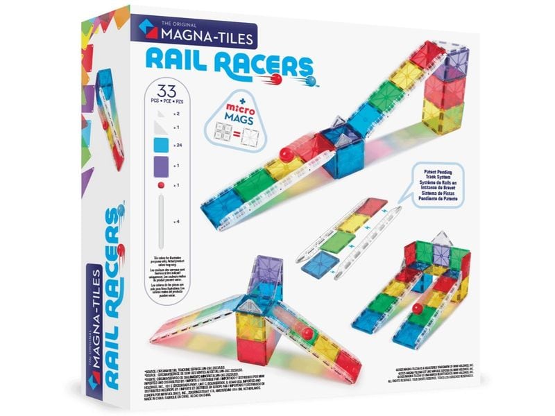 Magna-Tiles Rail Racers 33 Teile Rennbahn-Set mit 33 magnetischen Bauteilen