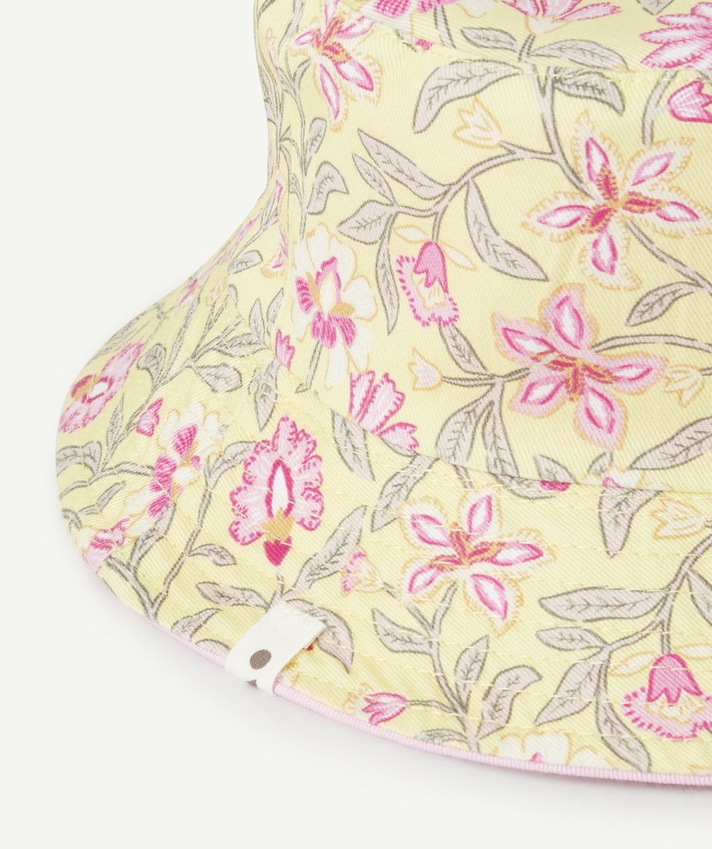 BOB RÉVERSIBLE FILLE ROSE ET JAUNE AVEC IMPRIMÉ