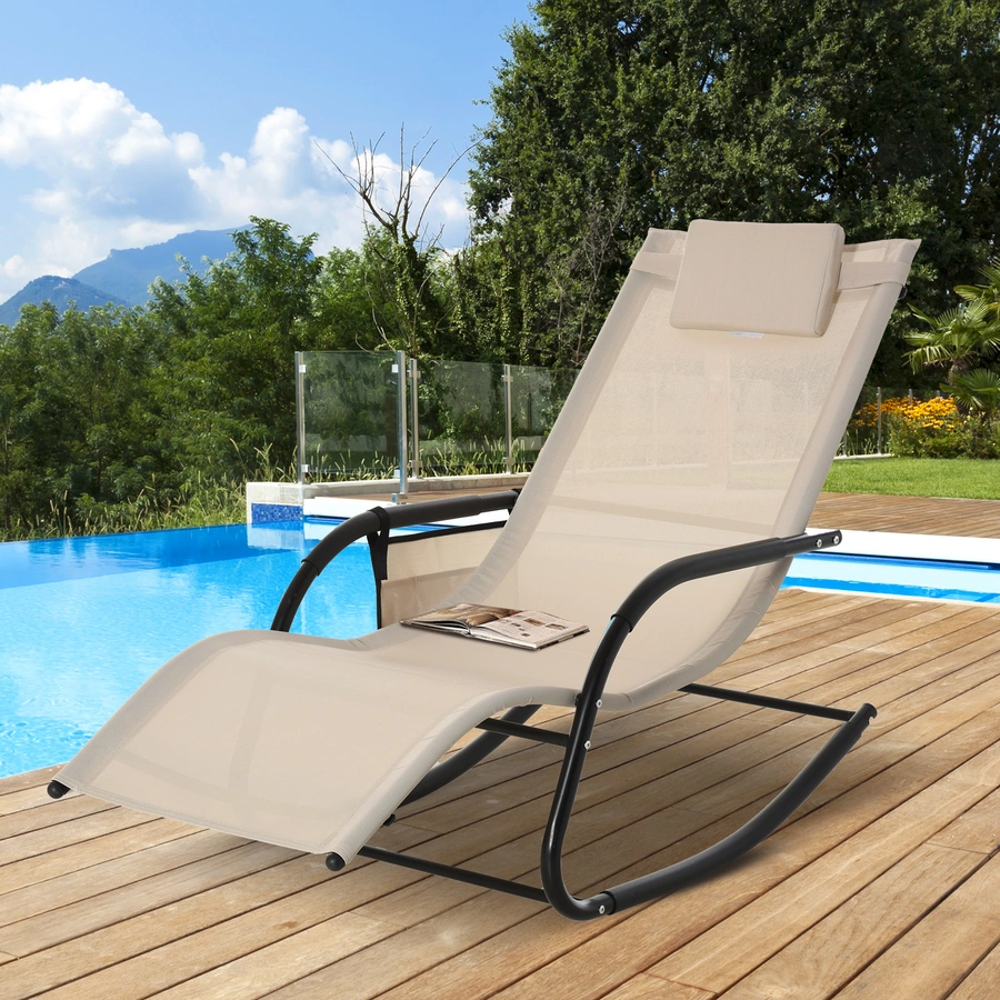 Outsunny Schaukelstuhl atmungsaktive Mesh-Gewebe beige