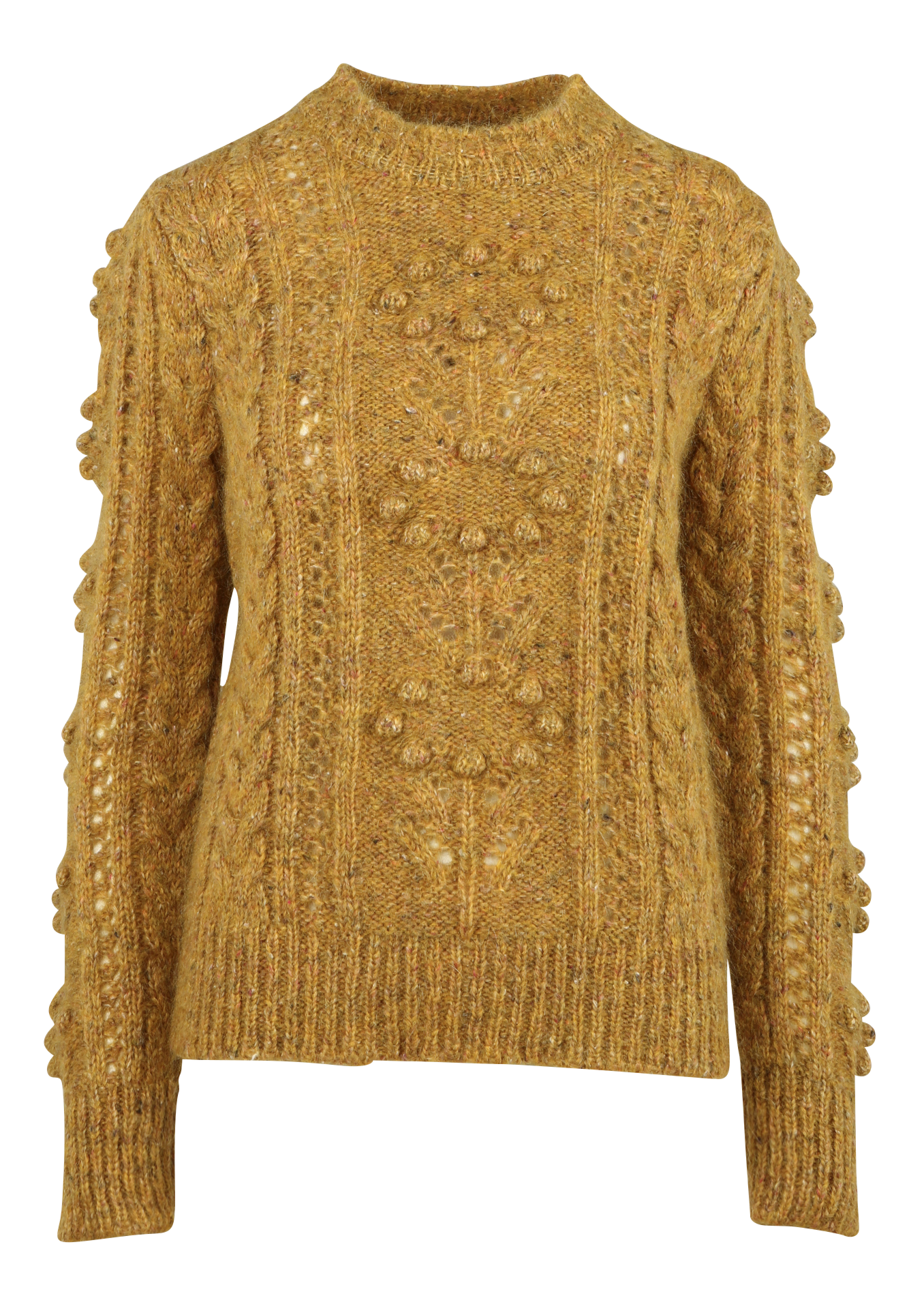 MARTINA - Pull droit col rond en laine mélangée | Jaune