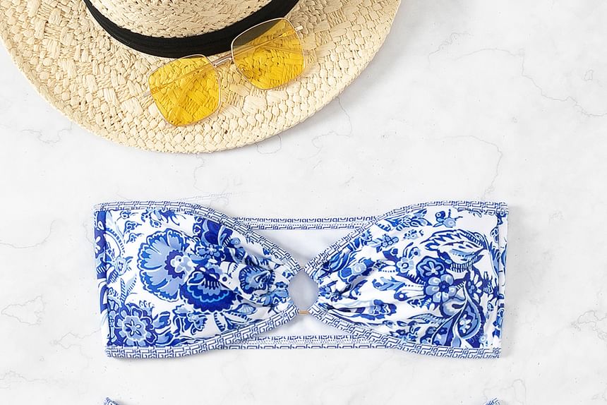 Serendo - Set: Bandeau bikinitop met bloemenprint + broekje