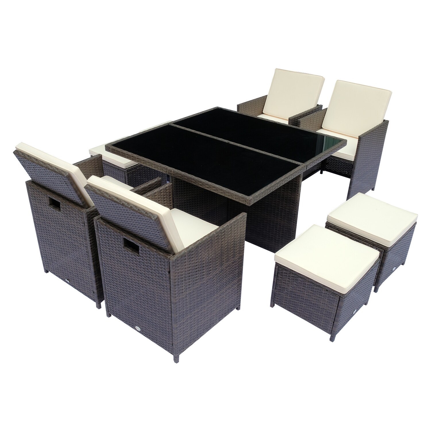 Outsunny Polyrattan Gartenmöbel als 21-tlg. Set braun, cremeweiß
