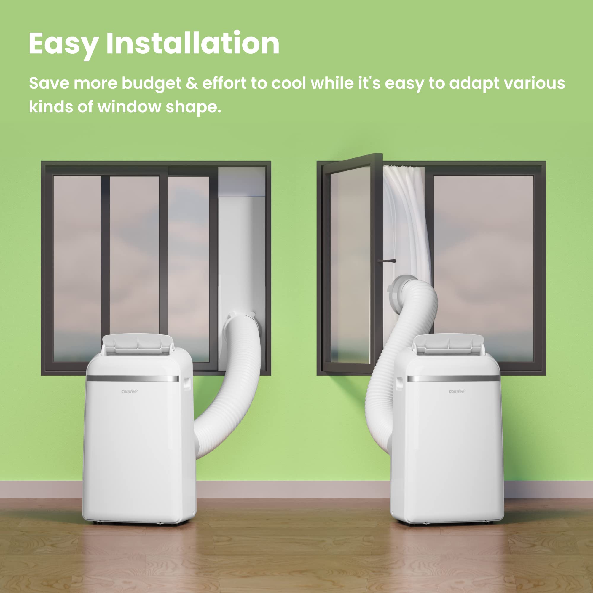 COMFEE' Climatiseur Mobile 12000 BTU/H 3,5 kW, 3 Modes, Fonction Follow Me, Télécommande, pour grandes pièces de 43㎡/117m³, Kit d'évacution inclus, Ré