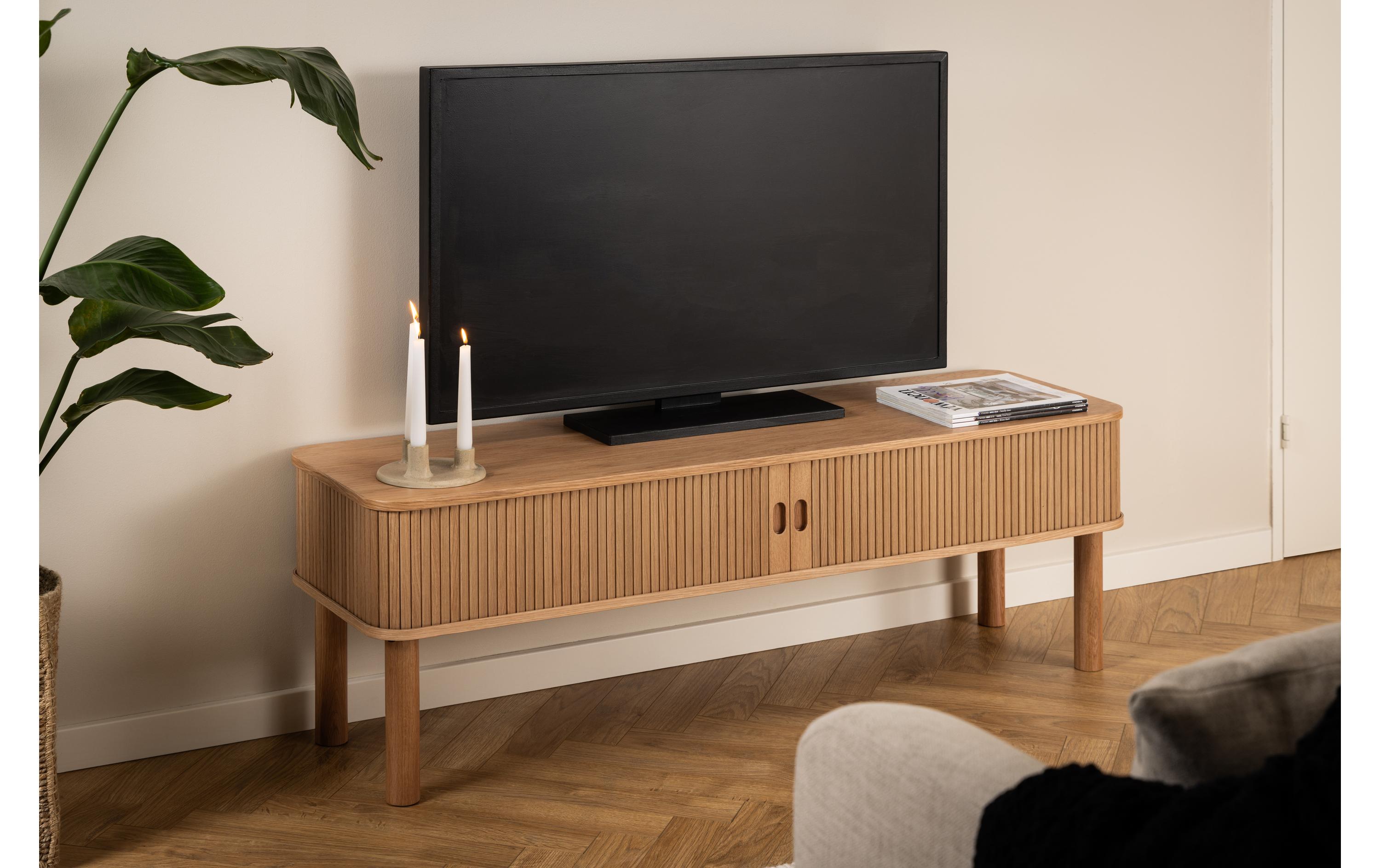 TV-Möbel Langley 140 x 40 cm, Braun<br>TV-Möbel mit dekorativem Lamellenelement