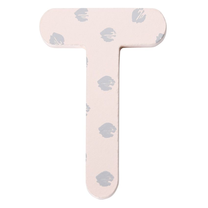 Lettre décorative en bois T - Rose