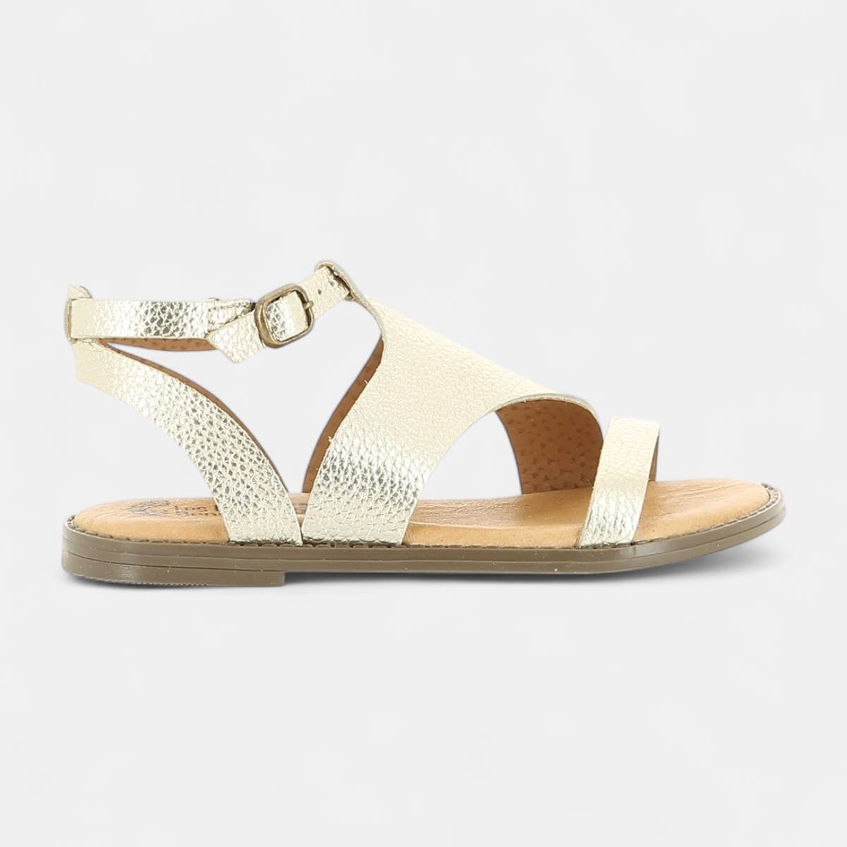 Nu-pieds Fille en cuir or