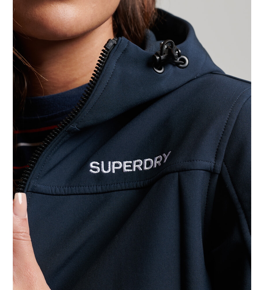 Jaqueta Softshell Superdry Code Trekker Azul Marinho com Capuz