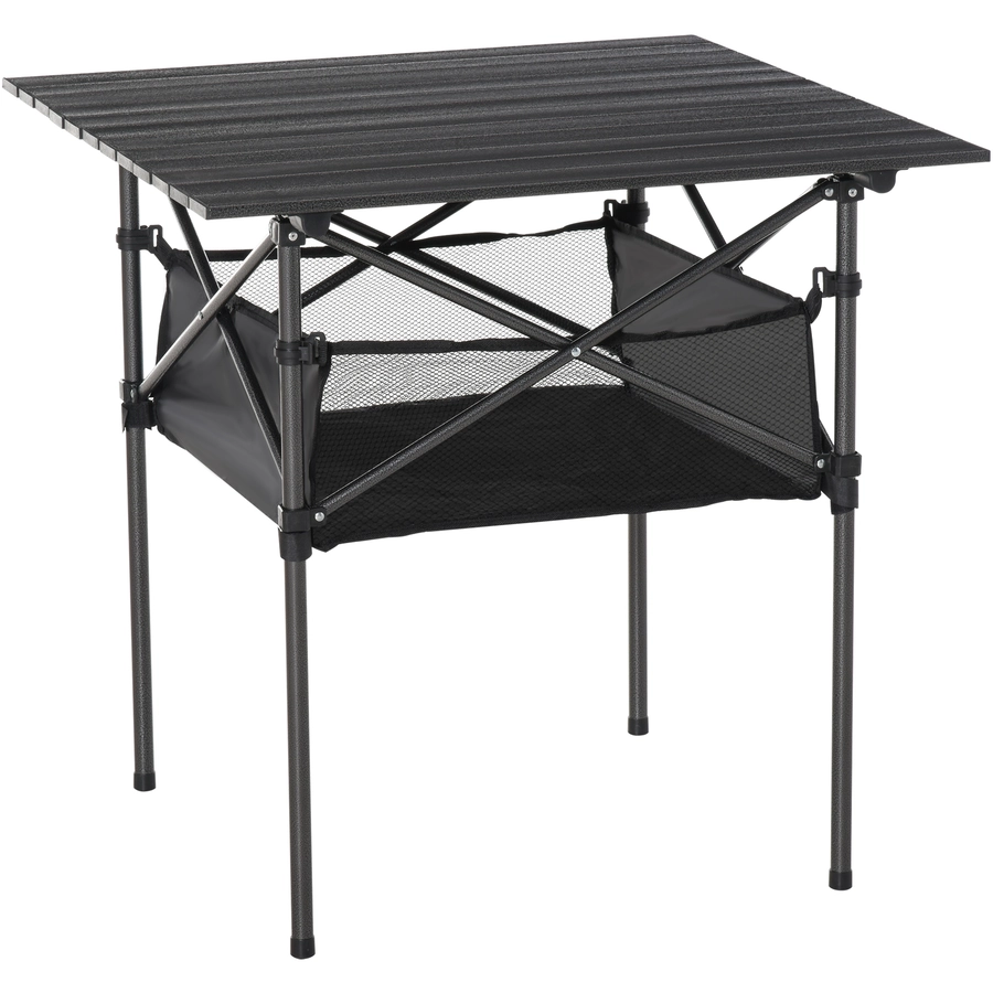 Outsunny Campingtisch mit Aufbewahrungstasche und Netztasche grau