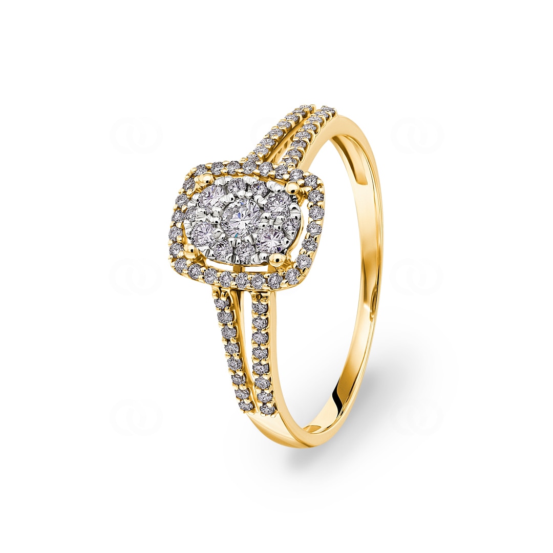 Damenring 750/18 K Gelbgold mit Diamanten 0.35 ct H/si
