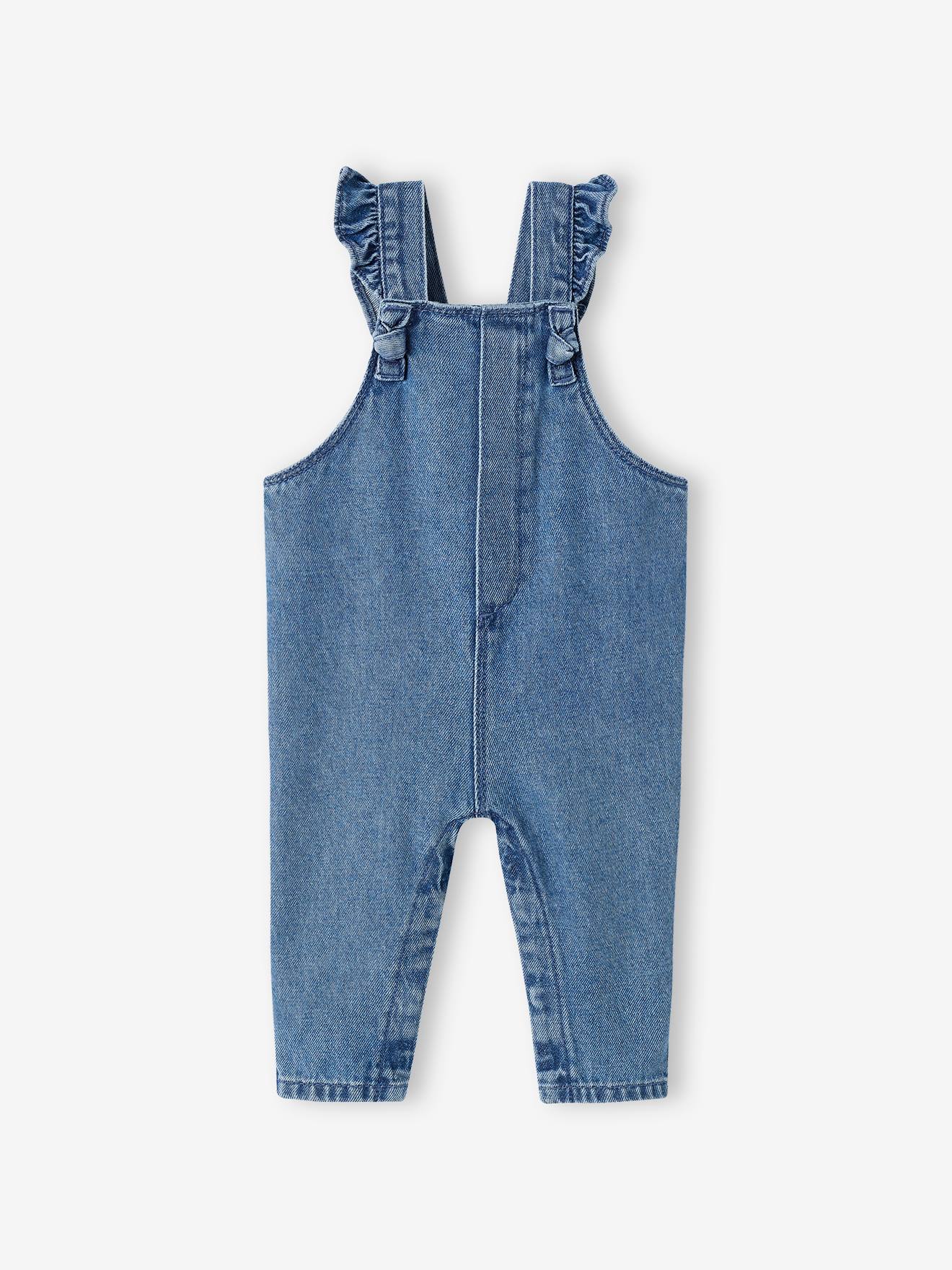 Macacão jeans infantil na cor pedra