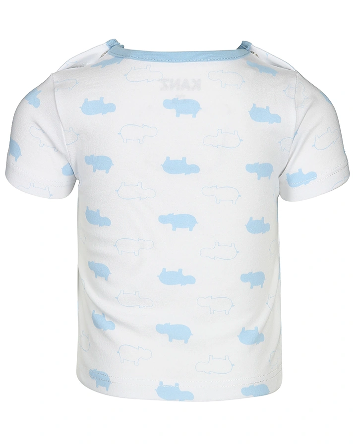 T-Shirt LITTLE HIPPO in weiß/hellblau